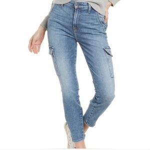 7 For All Mankind Vintage Sloane Skinny Cargo Blue Ankle Cropped Jeans Tapered.